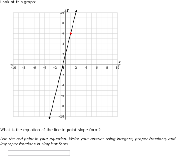 IXL - Point-slope form: write an equation from a graph (Algebra practice)