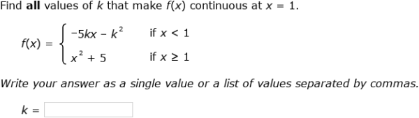IXL - Make a piecewise function continuous (Calculus practice)