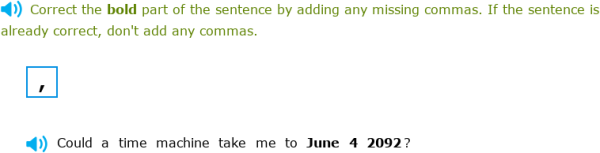 IXL | Commas with dates | Foundations 1 language arts