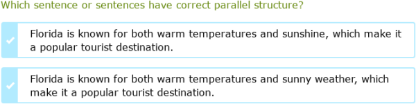 IXL | Identify sentences with parallel structure | Advanced 1 language arts
