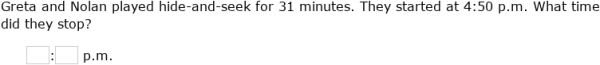 IXL | Find the start time, the end time, or the elapsed time: word ...